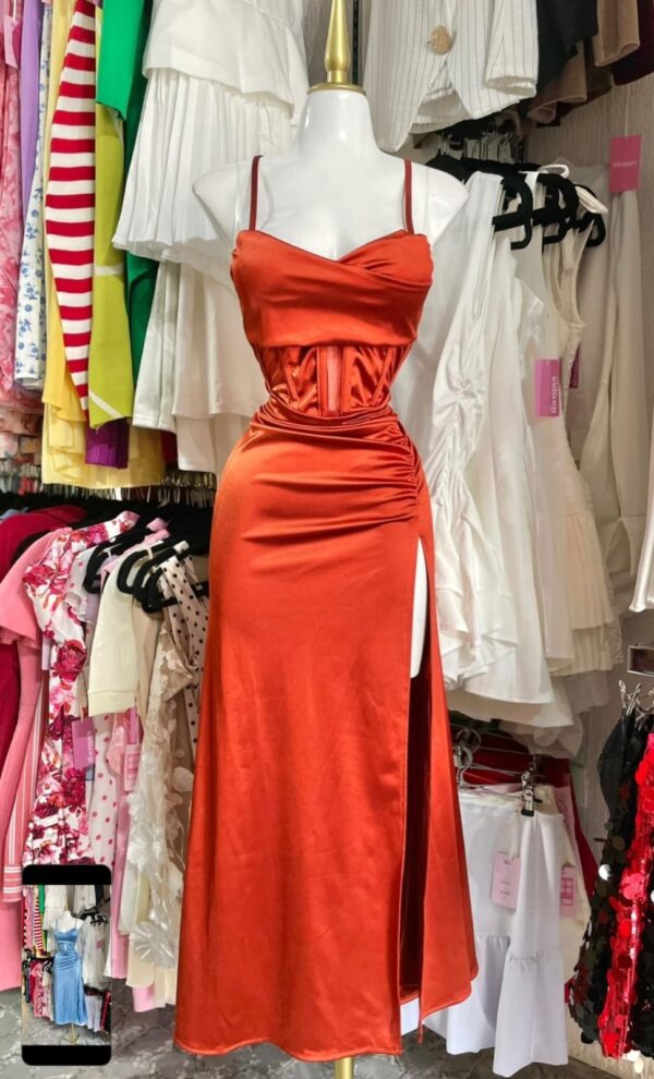 Vestido Satin Corset Transparencia