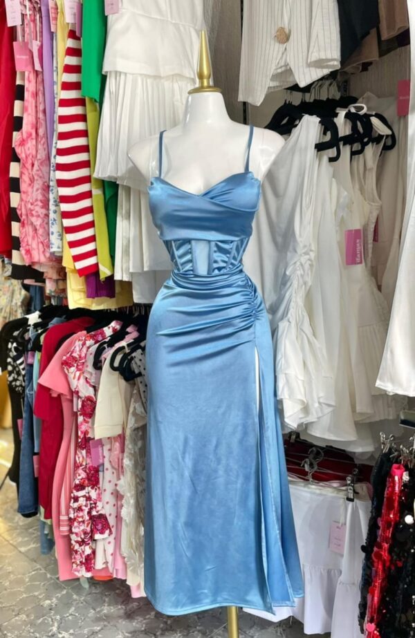 Vestido Satin Corset Transparencia