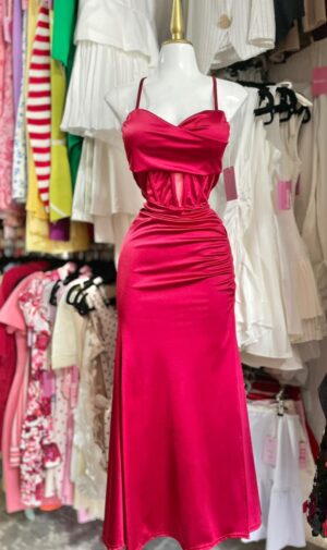 Vestido Satin Corset Transparencia