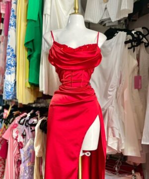 Vestido satin corset lentejuela