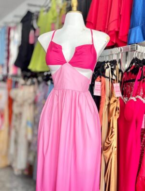 Vestido bicolor fucsia