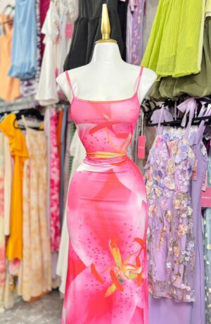 Vestido tirantes rosas
